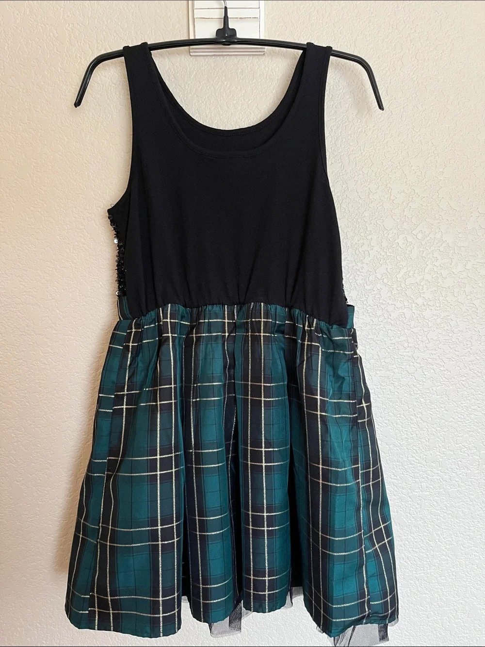 Children’s Place sequin & plaid Christmas holiday dress